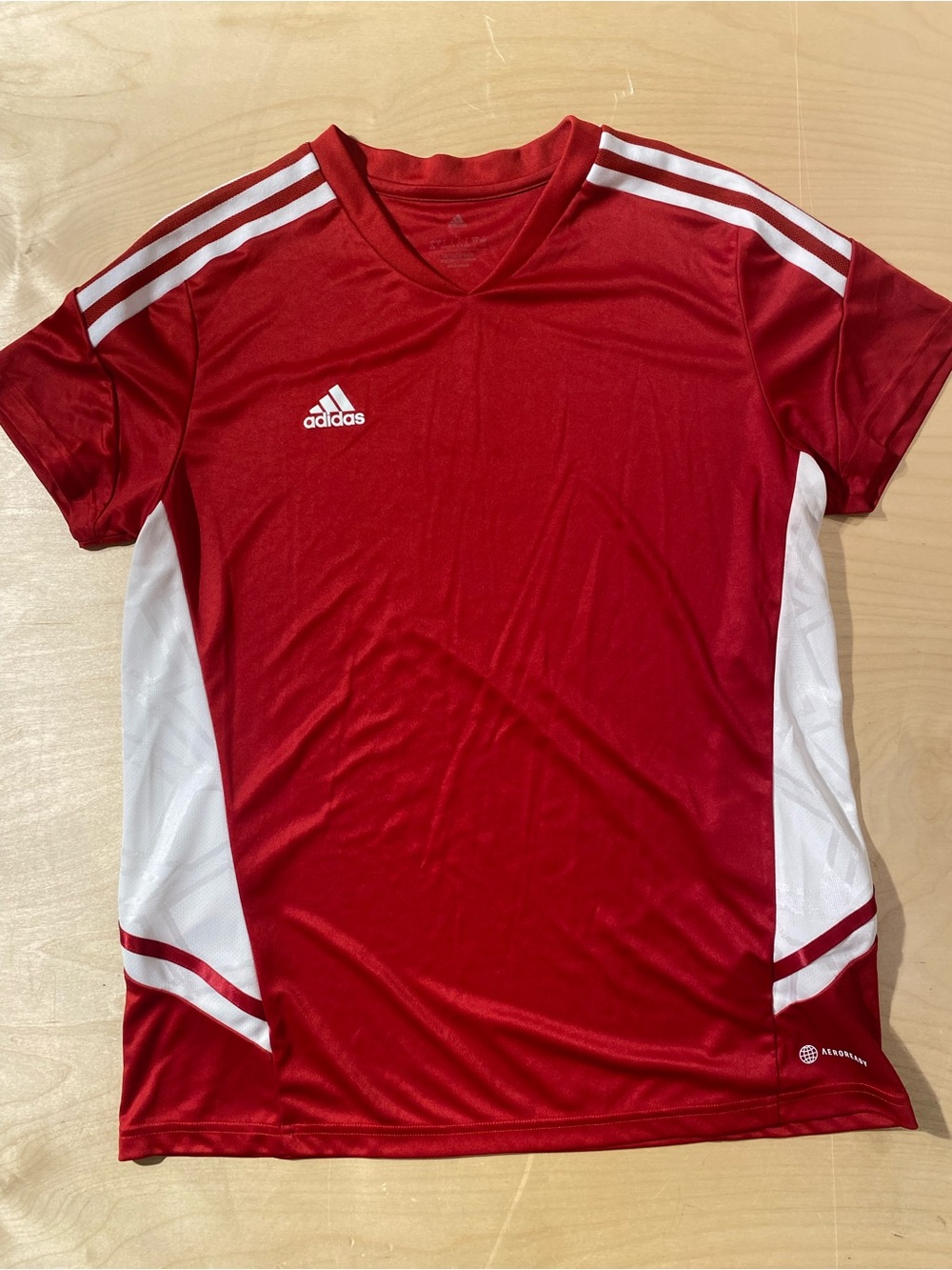 adidas Red and White Performance Soccer Jersey Large (SM) - Picture 3 of 10